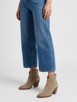 Lestern Taupe Suede Western Ankle Boots