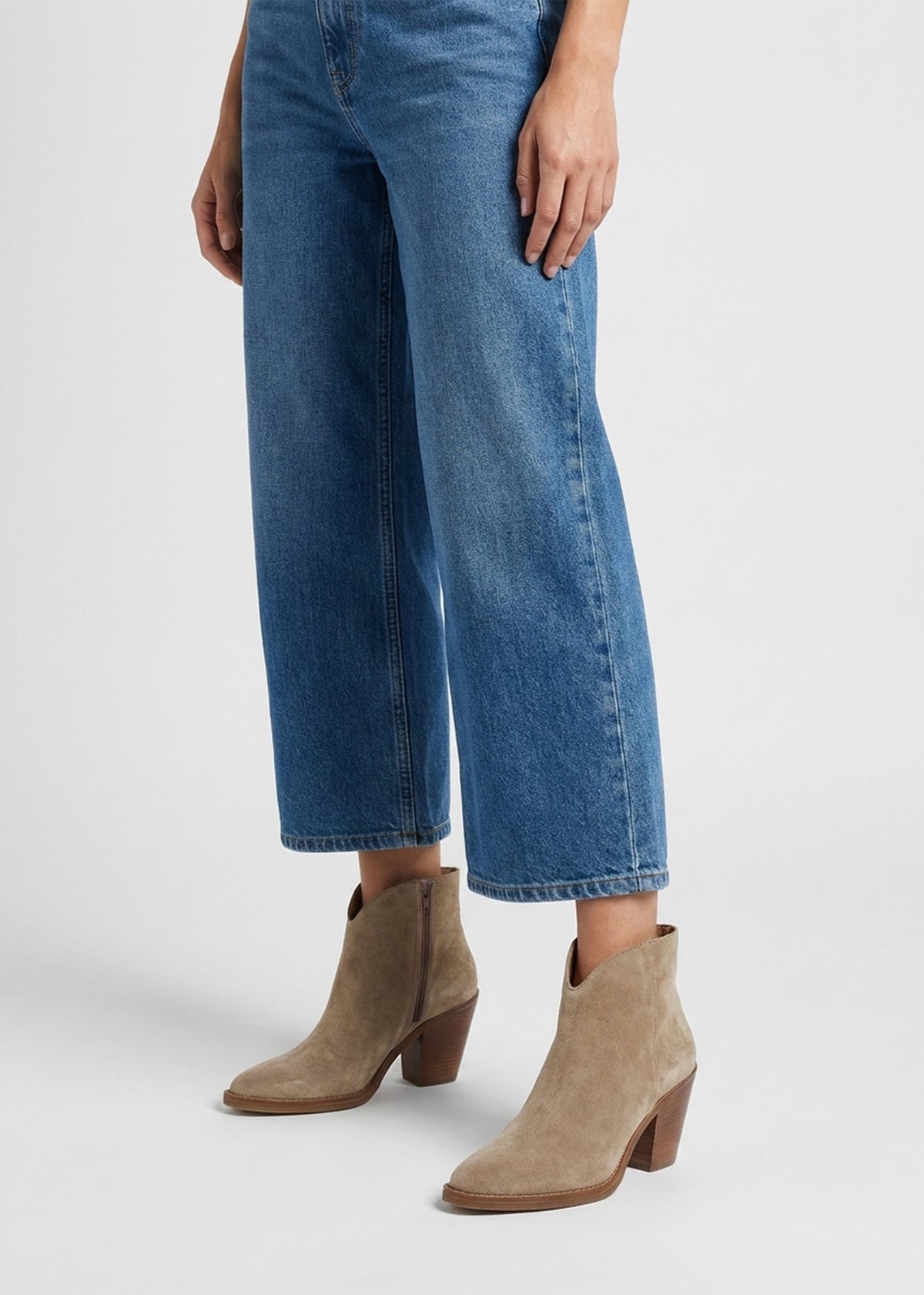 Lestern Taupe Suede Western Ankle Boots