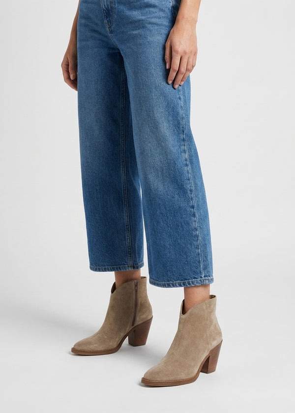 Lestern Taupe Suede Western Ankle Boots