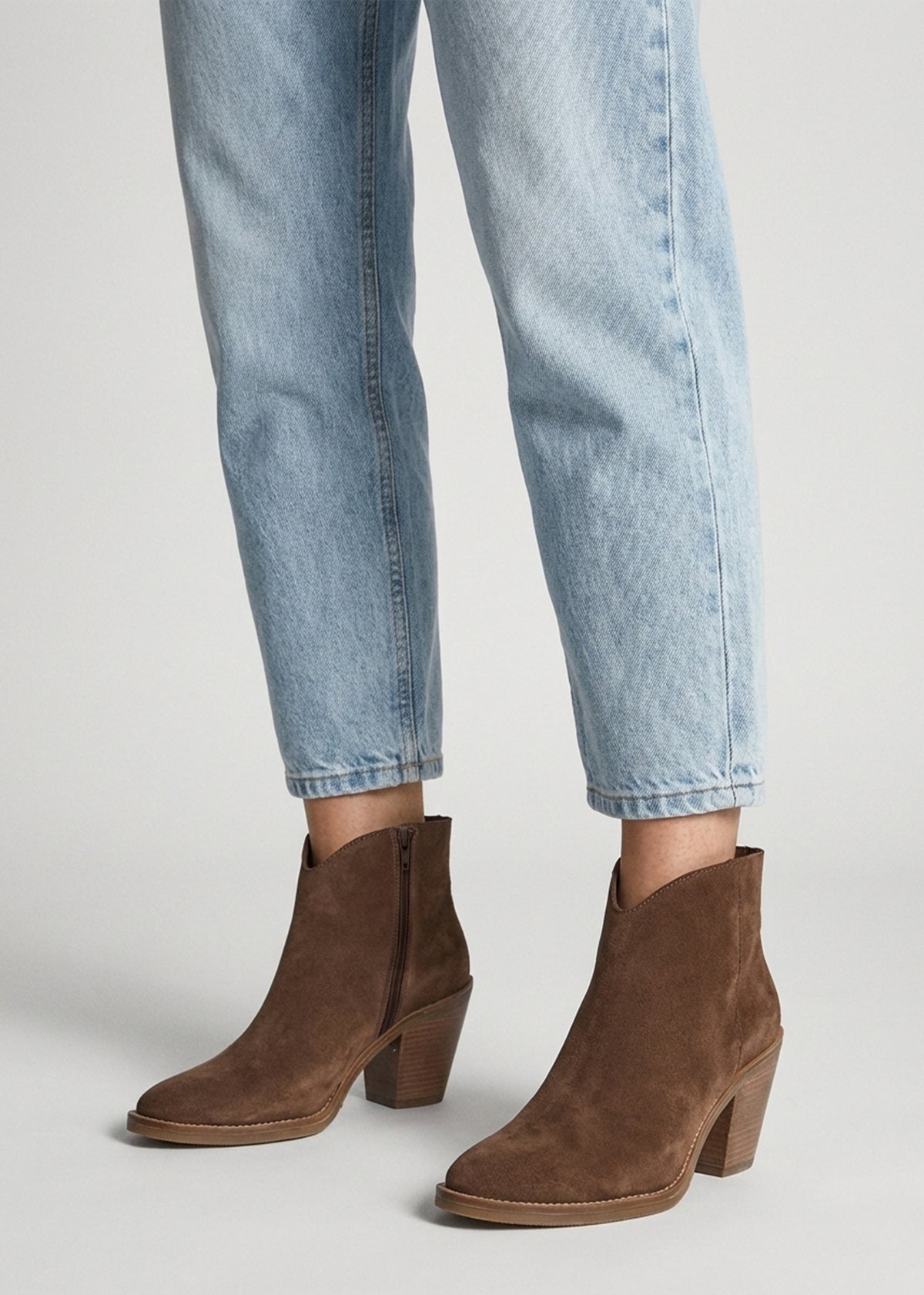 Lestern Brown Suede Western Ankle Boots