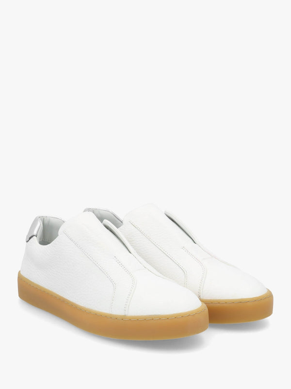 Pear Laceless White Leather Trainers