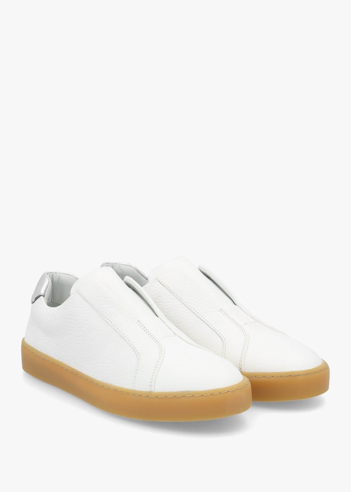 Pear Laceless White Leather Trainers