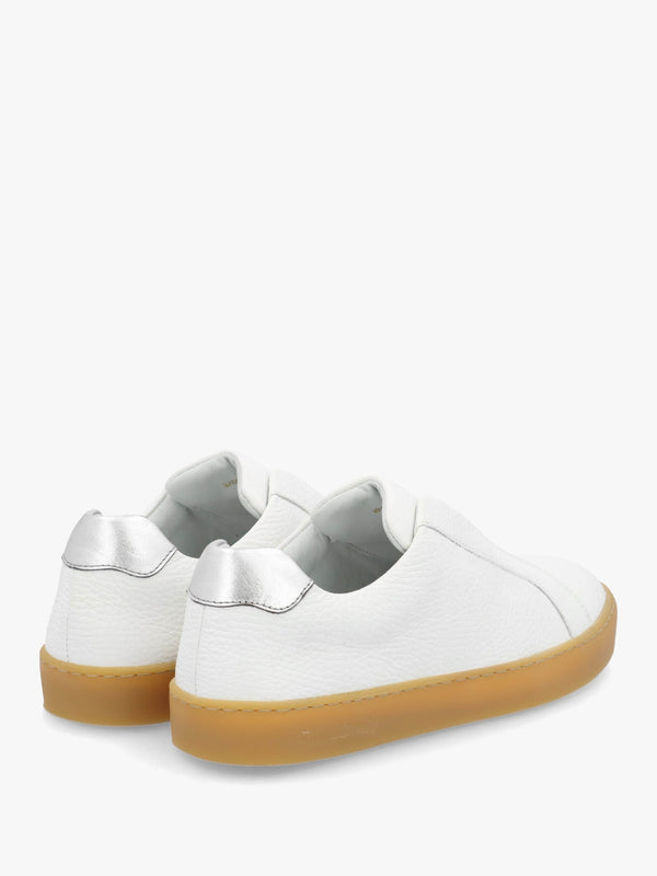 Pear Laceless White Leather Trainers