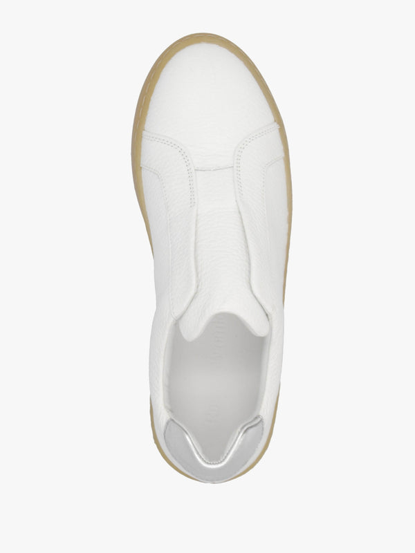 Pear Laceless White Leather Trainers