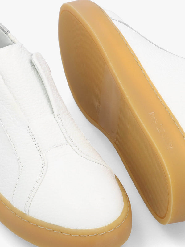 Pear Laceless White Leather Trainers