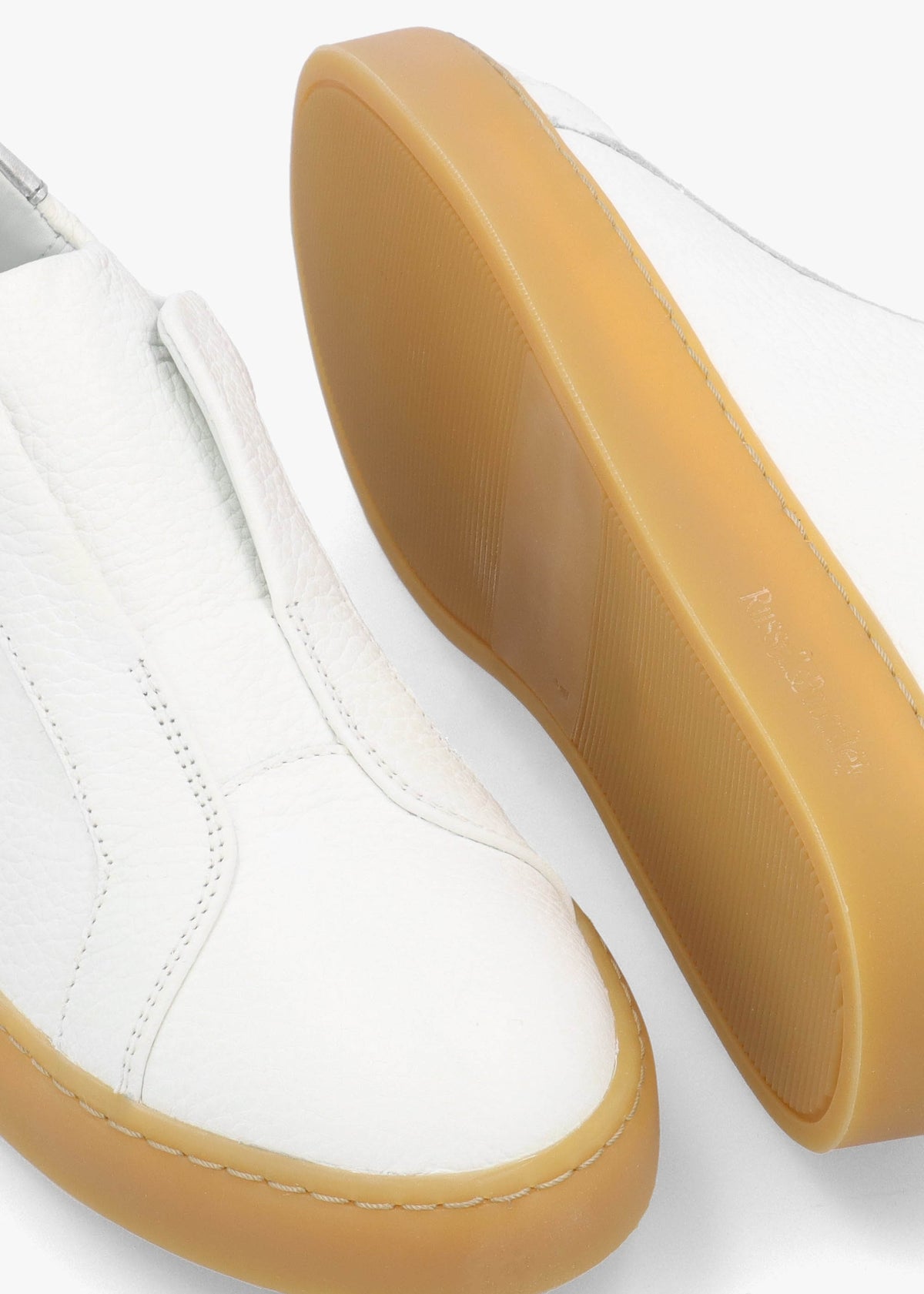 Pear Laceless White Leather Trainers