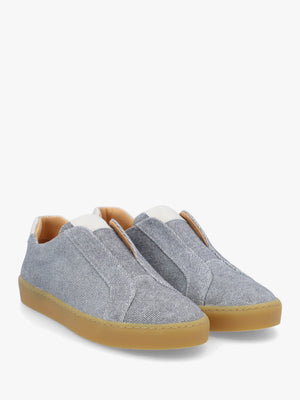 Pear Laceless Denim Suede Trainers