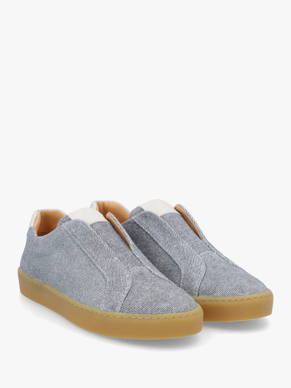 Pear Laceless Denim Suede Trainers
