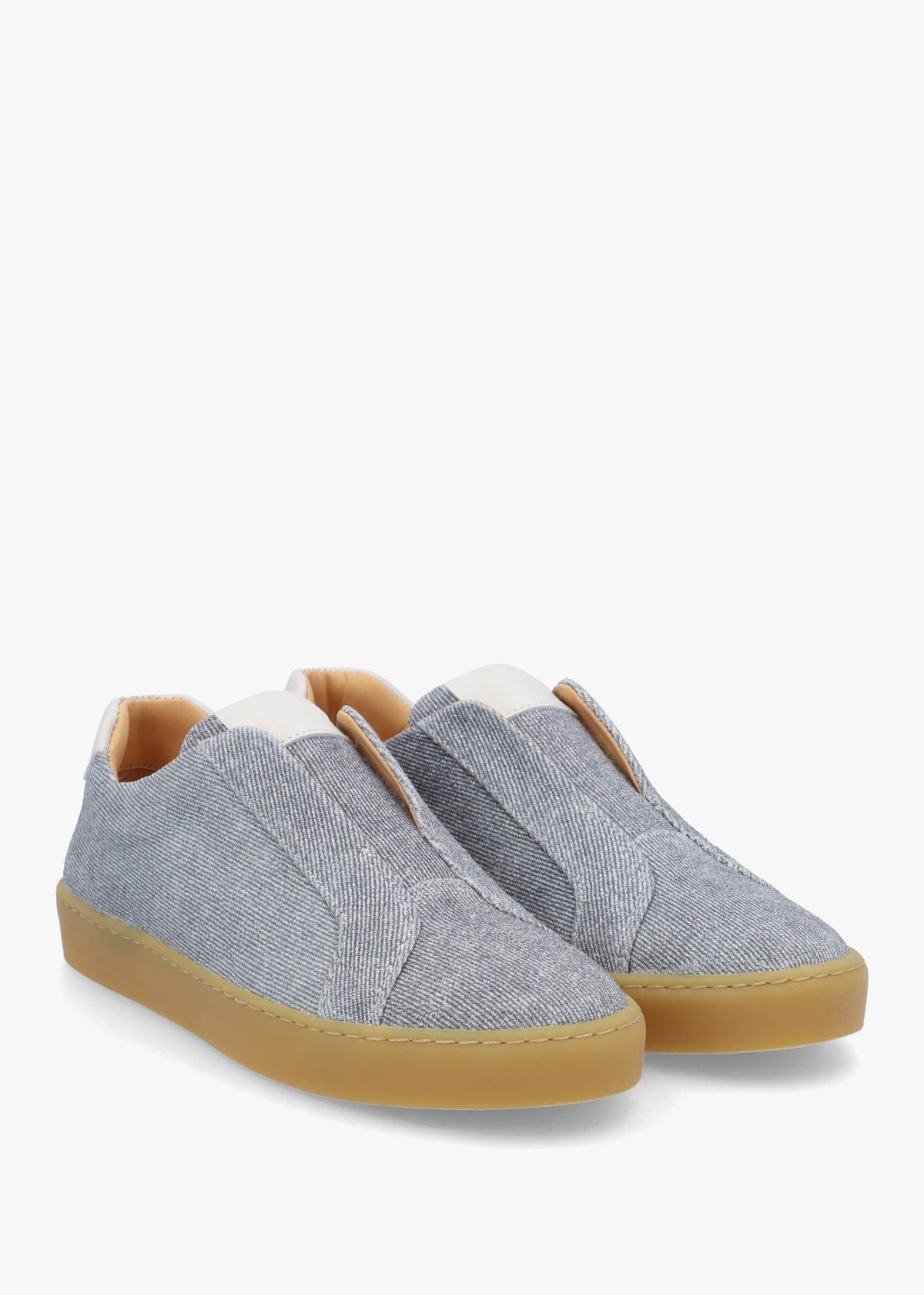 Pear Laceless Denim Suede Trainers