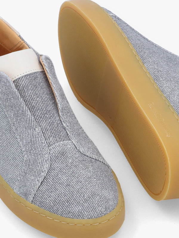Pear Laceless Denim Suede Trainers