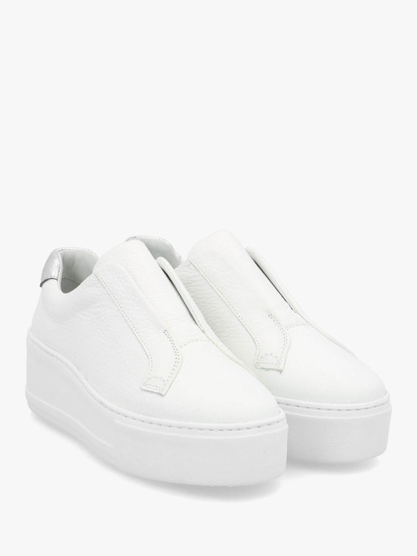 Park Up Laceless White Leather Flatform Trainers