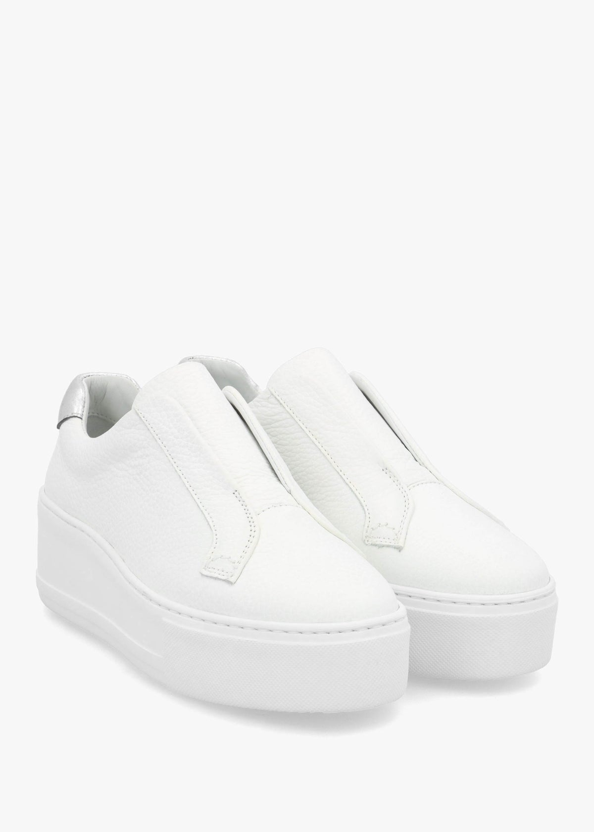Park Up Laceless White Leather Flatform Trainers