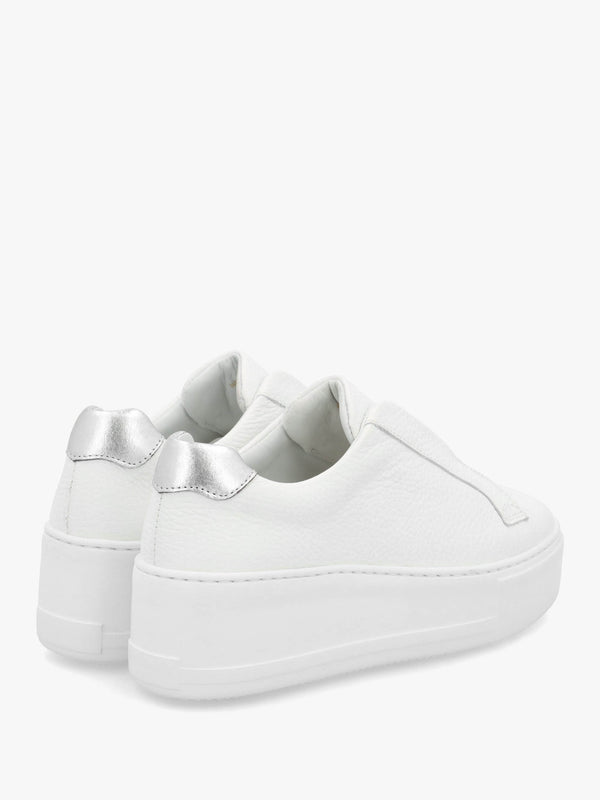 Park Up Laceless White Leather Flatform Trainers