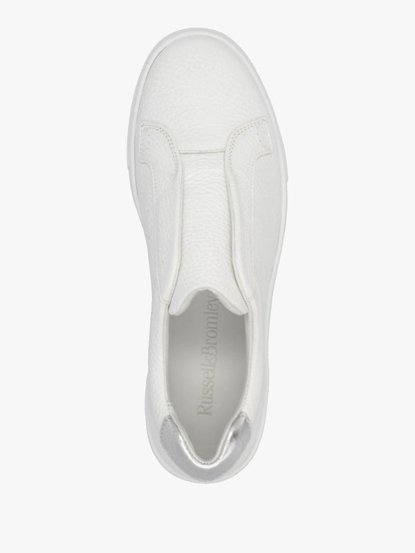 Park Up Laceless White Leather Flatform Trainers