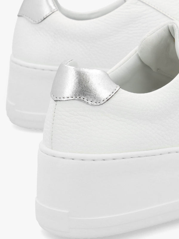Park Up Laceless White Leather Flatform Trainers