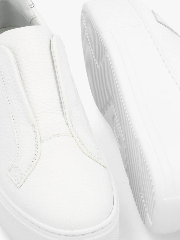 Park Up Laceless White Leather Flatform Trainers