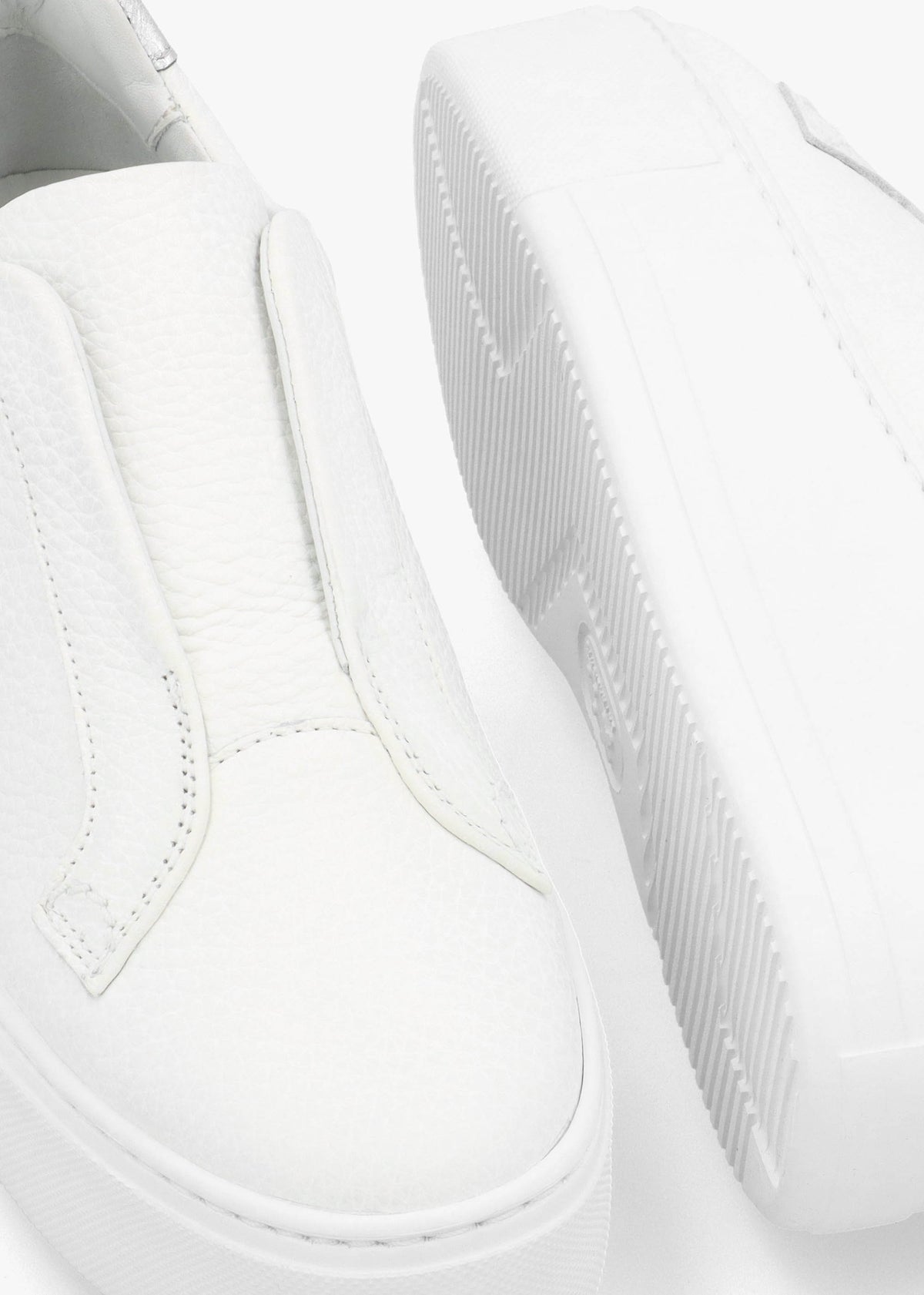Park Up Laceless White Leather Flatform Trainers