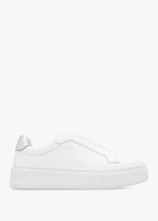 Park Mid Flatform Laceless White Leather Trainers