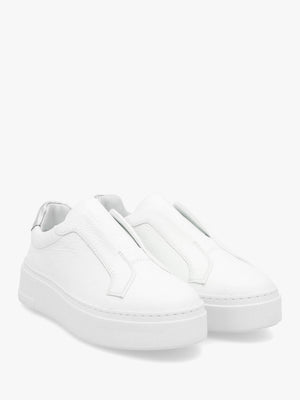 Park Mid Flatform Laceless White Leather Trainers