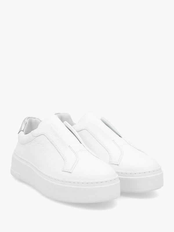 Park Mid Flatform Laceless White Leather Trainers