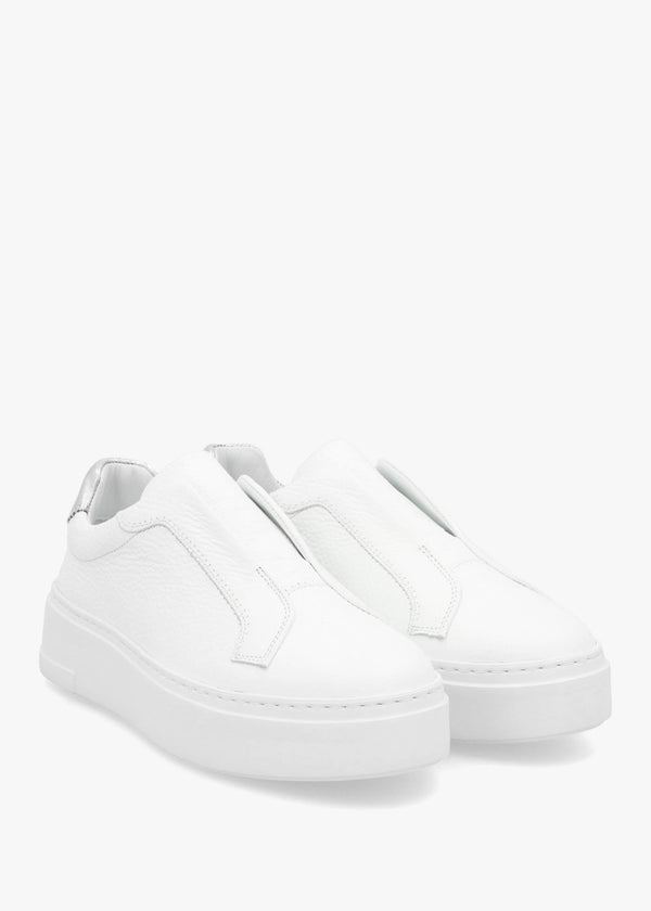 Park Mid Flatform Laceless White Leather Trainers
