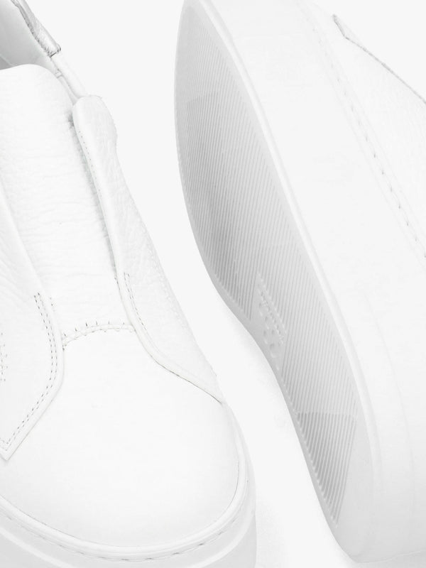 Park Mid Flatform Laceless White Leather Trainers
