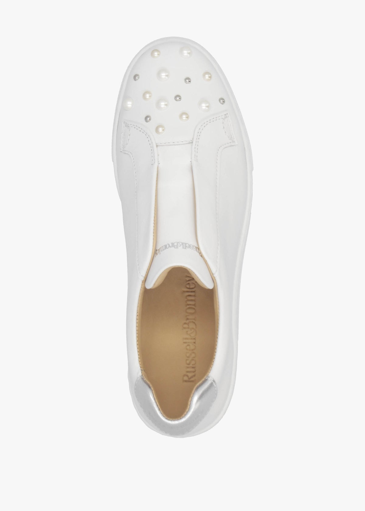 Pear Laceless Flatform Embellished White Leather Trainers