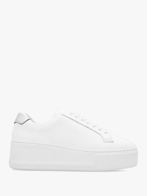 Park Cord White Leather Flatform Trainers