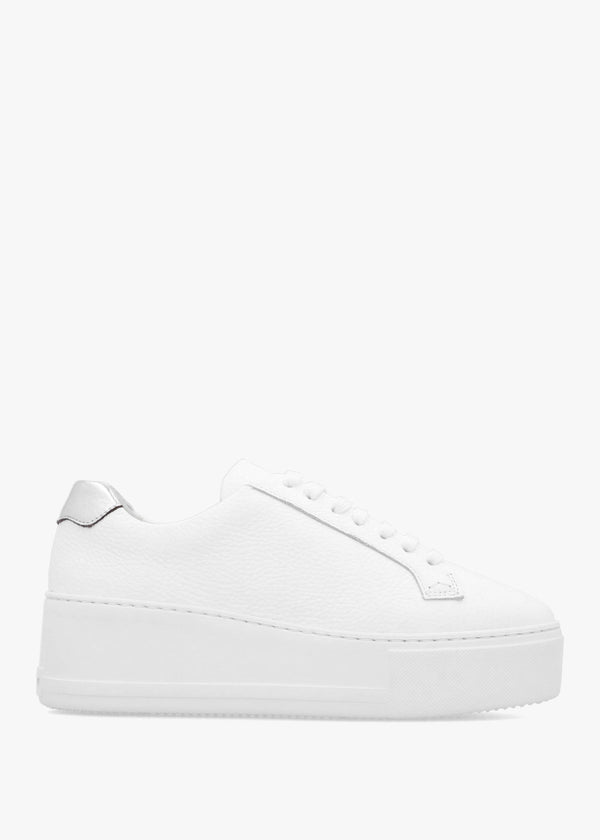Park Cord White Leather Flatform Trainers