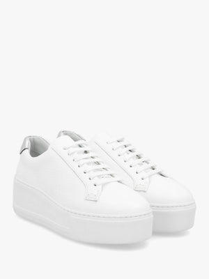 Park Cord White Leather Flatform Trainers