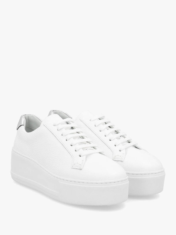 Park Cord White Leather Flatform Trainers