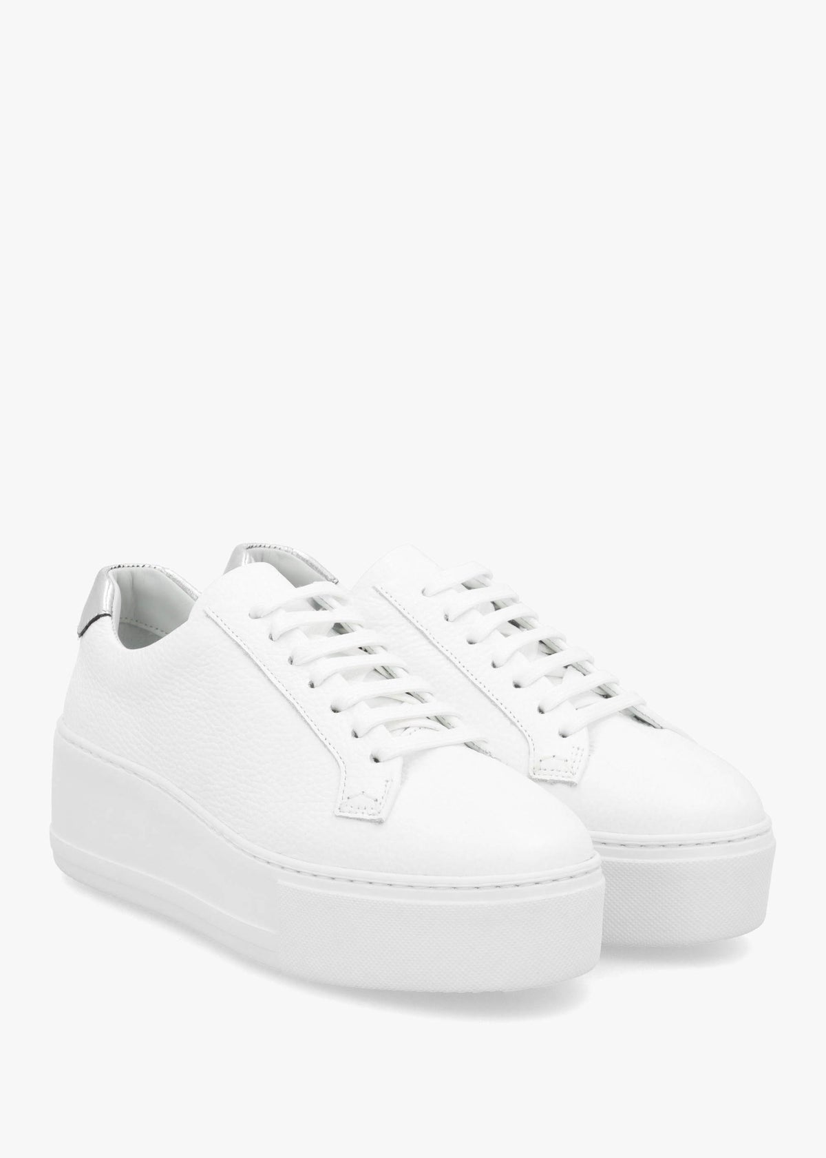 Park Cord White Leather Flatform Trainers