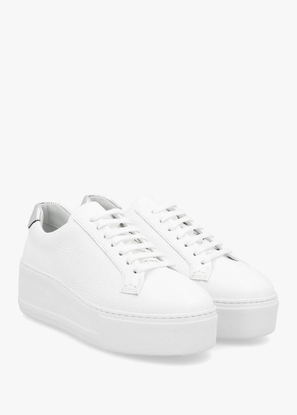 Park Cord White Leather Flatform Trainers
