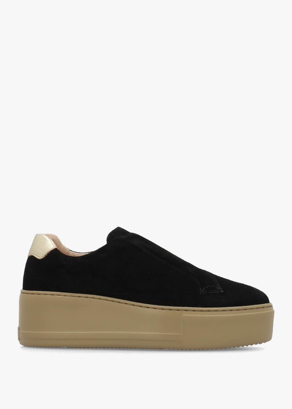 Park Up Laceless Black Suede Flatform Trainers