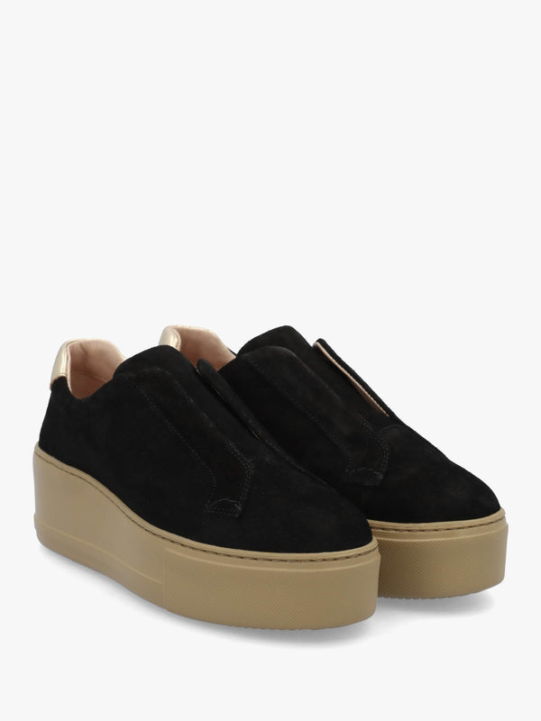 Park Up Laceless Black Suede Flatform Trainers