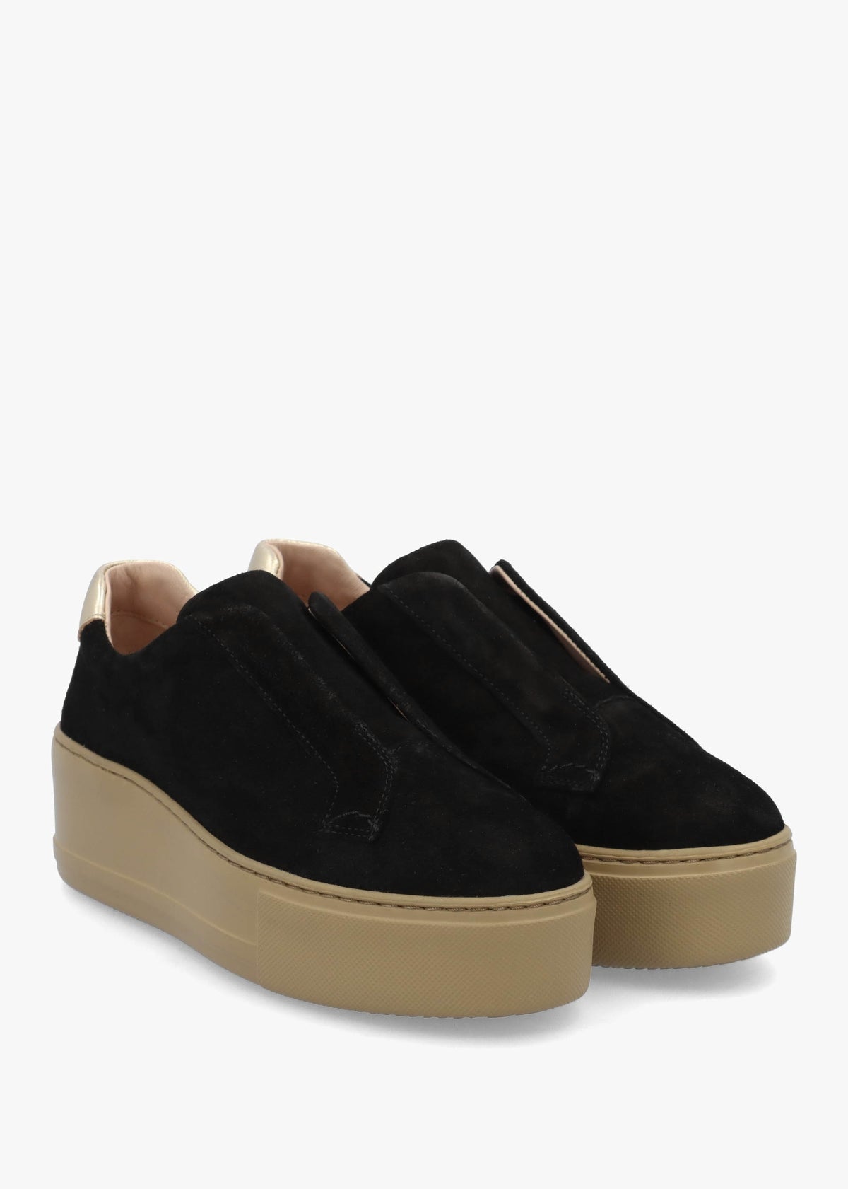 Park Up Laceless Black Suede Flatform Trainers