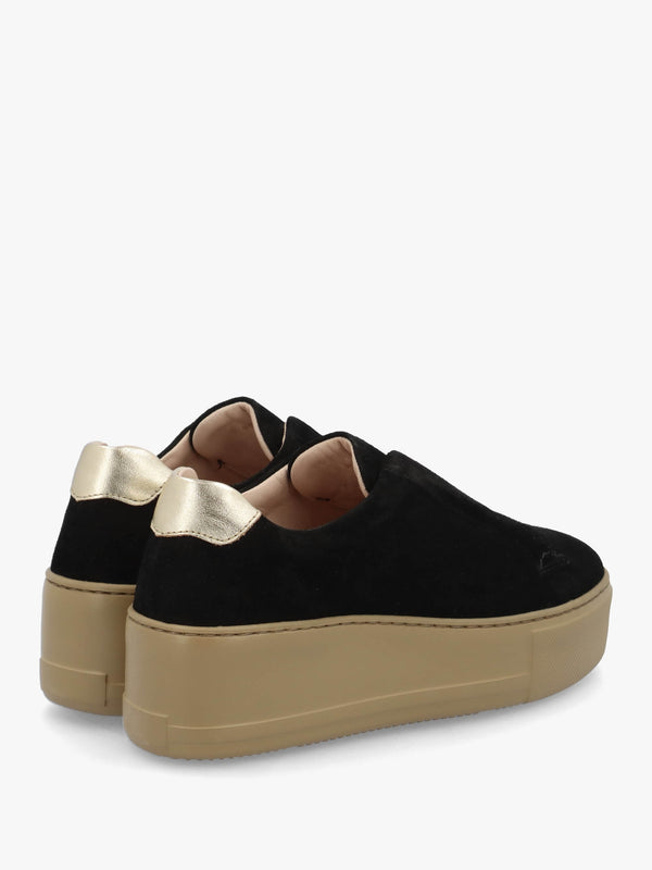 Park Up Laceless Black Suede Flatform Trainers