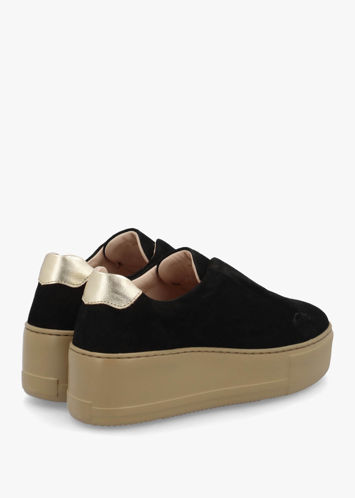 Park Up Laceless Black Suede Flatform Trainers