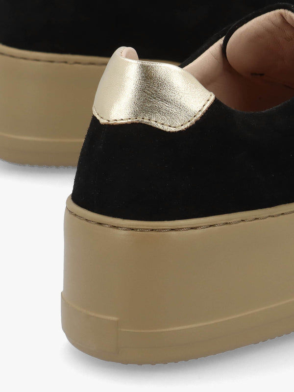 Park Up Laceless Black Suede Flatform Trainers