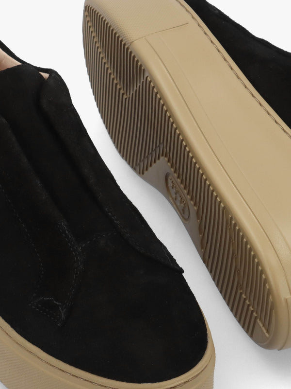 Park Up Laceless Black Suede Flatform Trainers