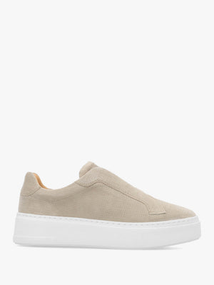 Park Mid Flatform Laceless Beige Suede Trainers
