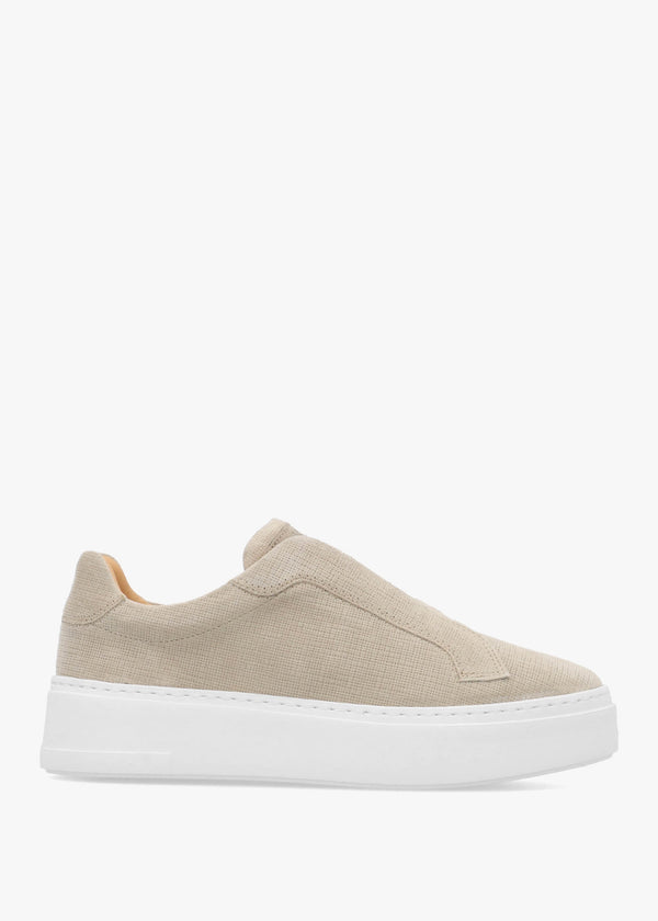 Park Mid Flatform Laceless Beige Suede Trainers