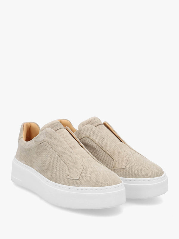 Park Mid Flatform Laceless Beige Suede Trainers