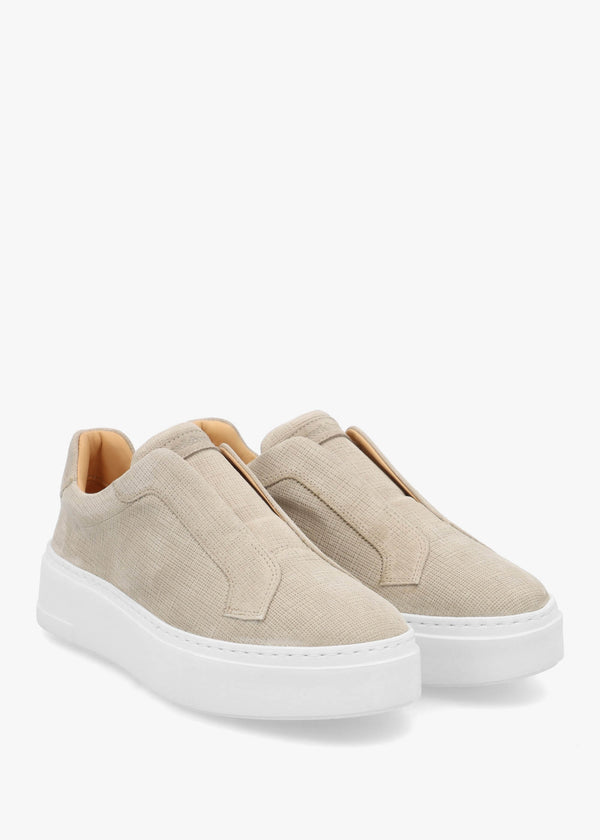 Park Mid Flatform Laceless Beige Suede Trainers