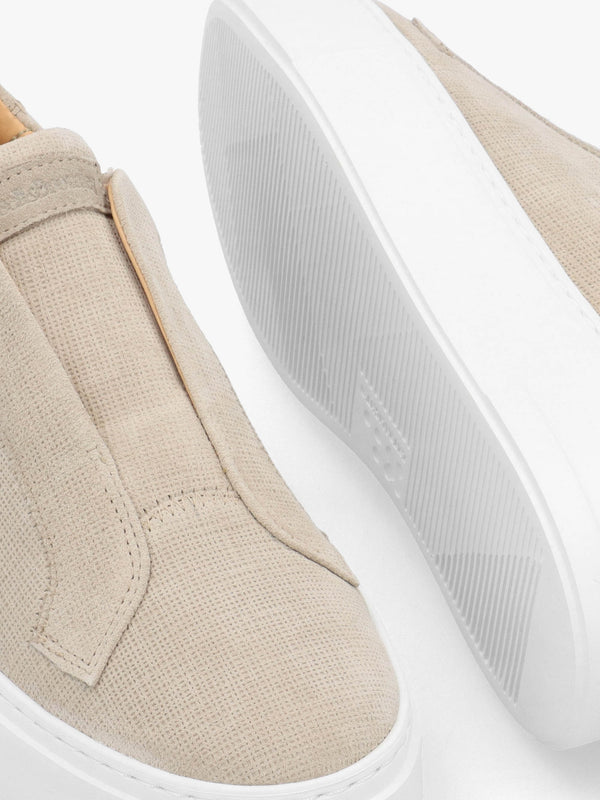 Park Mid Flatform Laceless Beige Suede Trainers