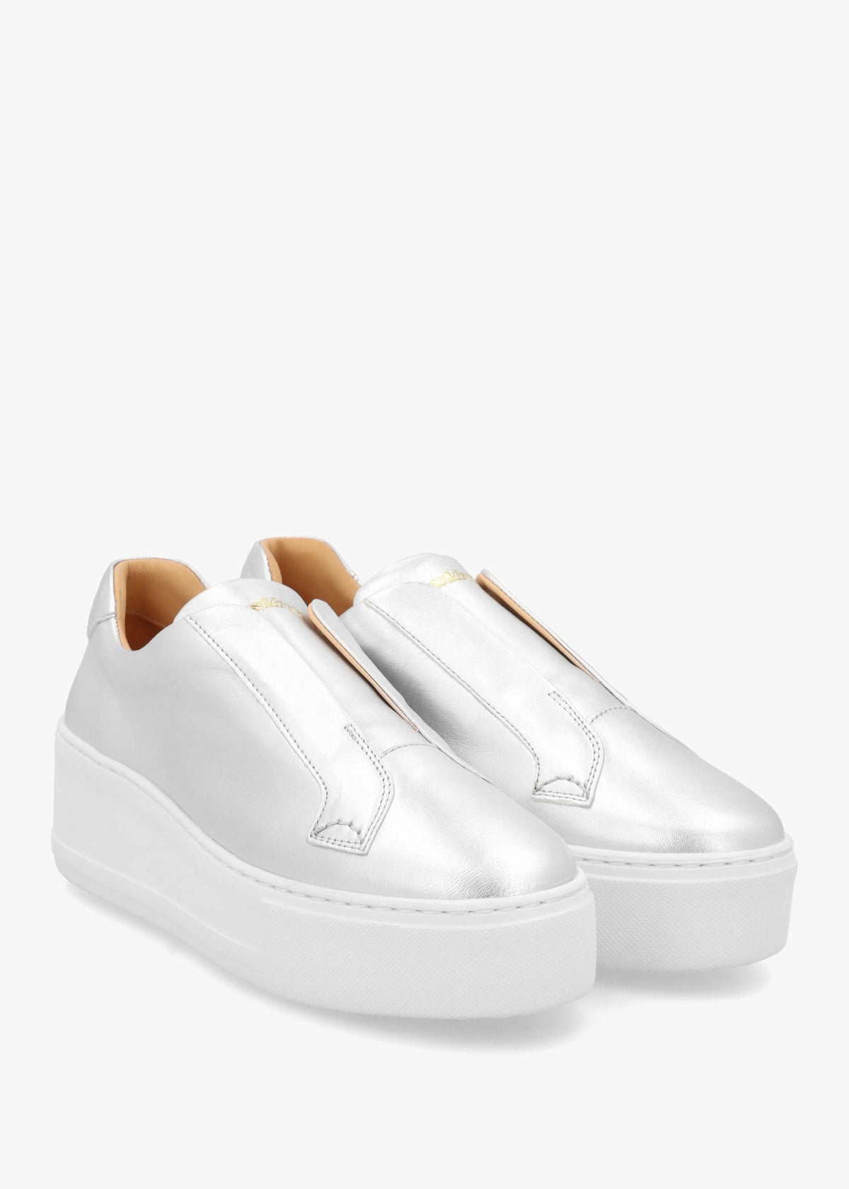 Park Up Laceless Silver Leather Flatform Trainers