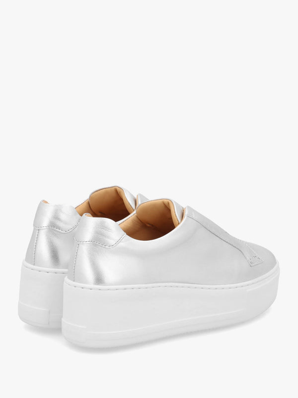 Park Up Laceless Silver Leather Flatform Trainers