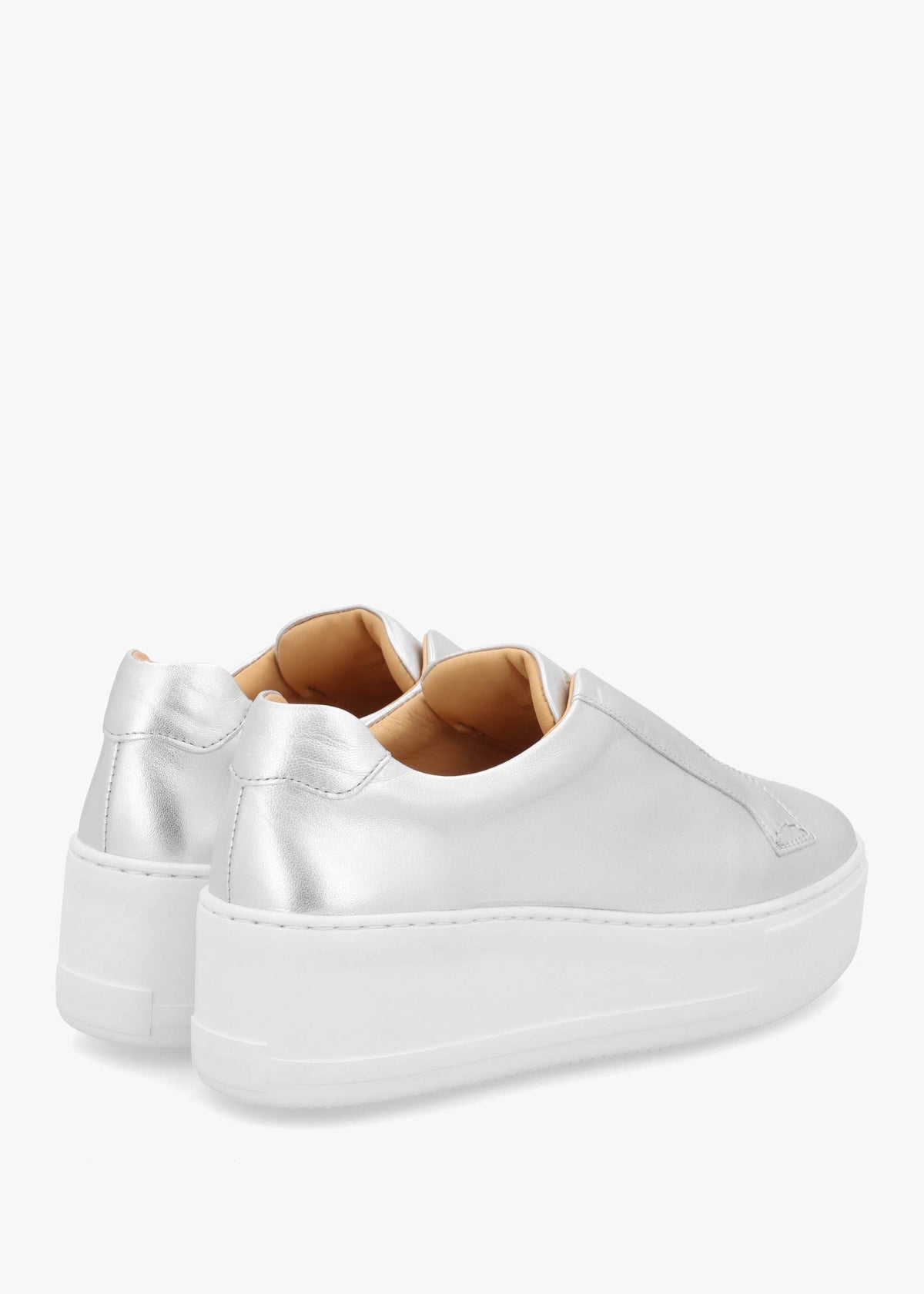 Park Up Laceless Silver Leather Flatform Trainers