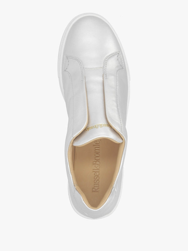 Park Up Laceless Silver Leather Flatform Trainers