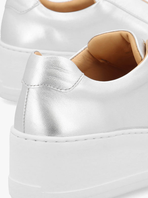 Park Up Laceless Silver Leather Flatform Trainers